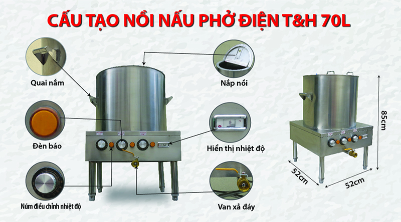 NỒI NẤU PHỞ ĐIỆN T&H 70 LÍT